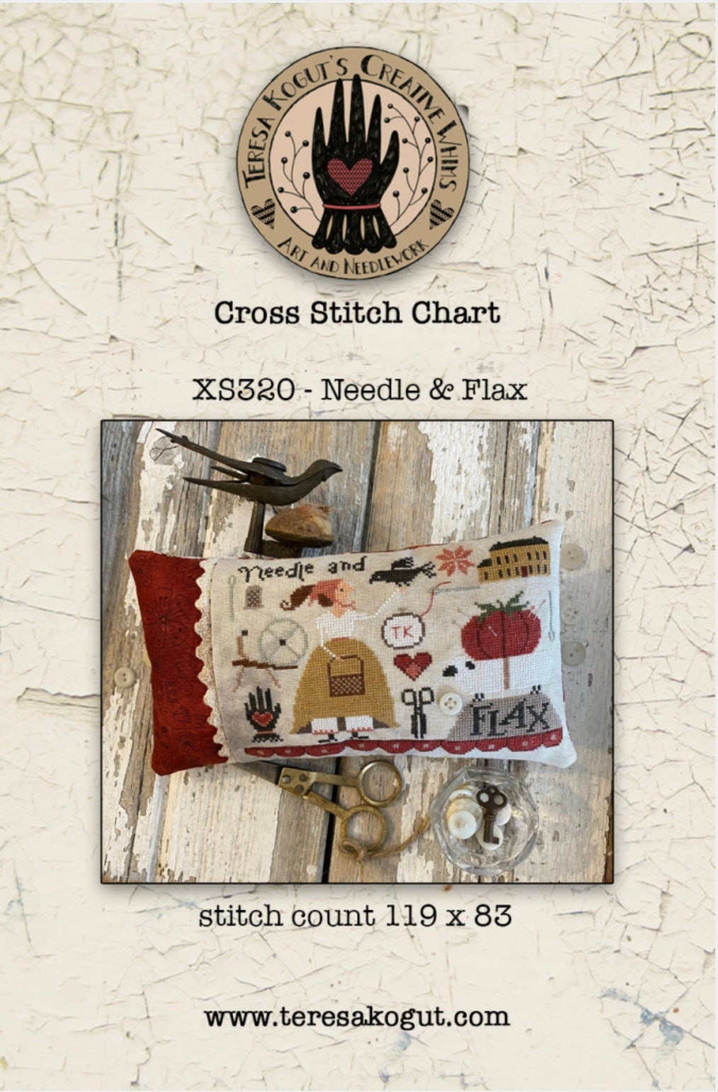 Needle &amp; Flax XS320 Cross Stitch By Teresa Kogut - Paper Pattern