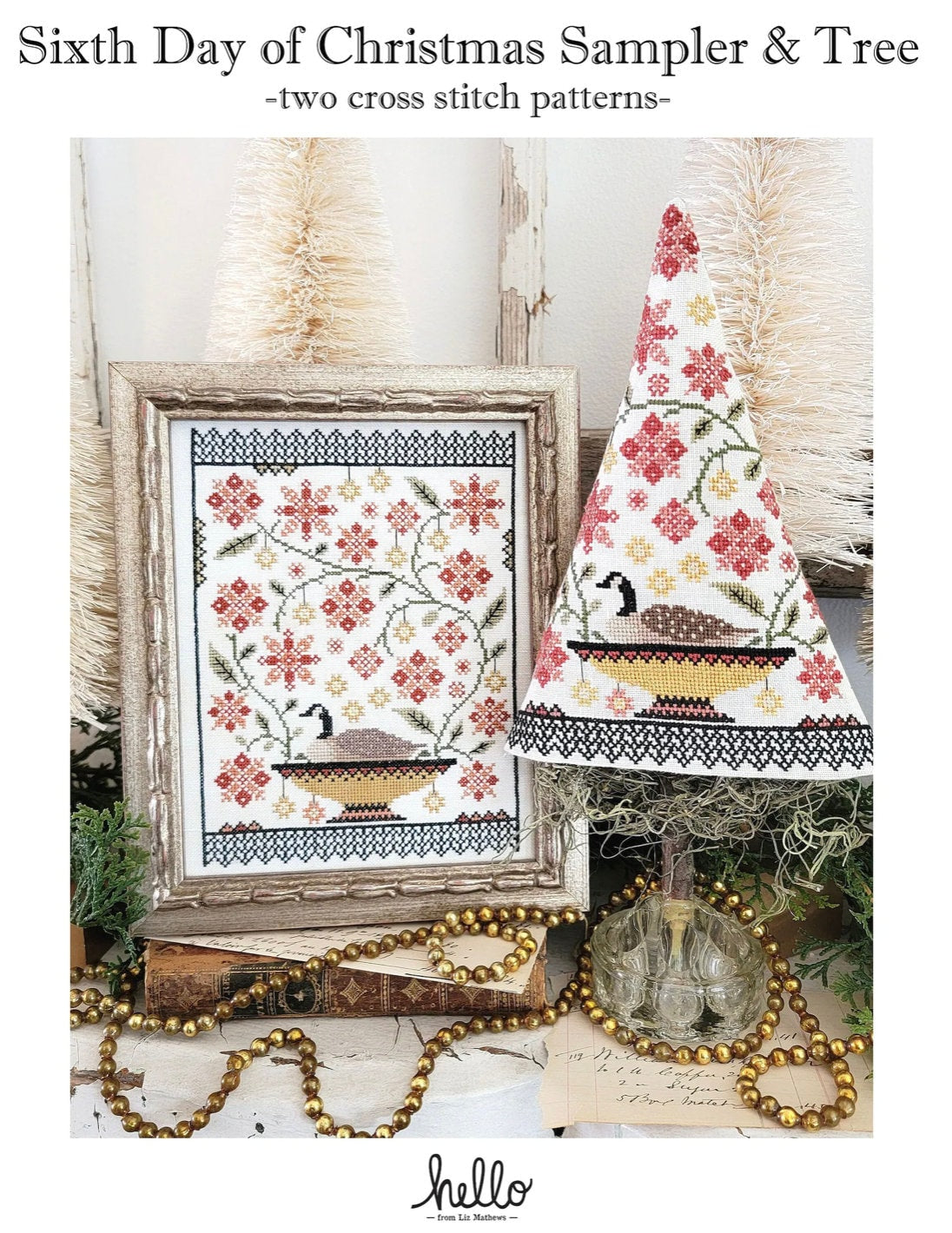 Sixth Day of Christmas Sampler &amp; Tree by Hello from Liz Mathews - Paper Pattern