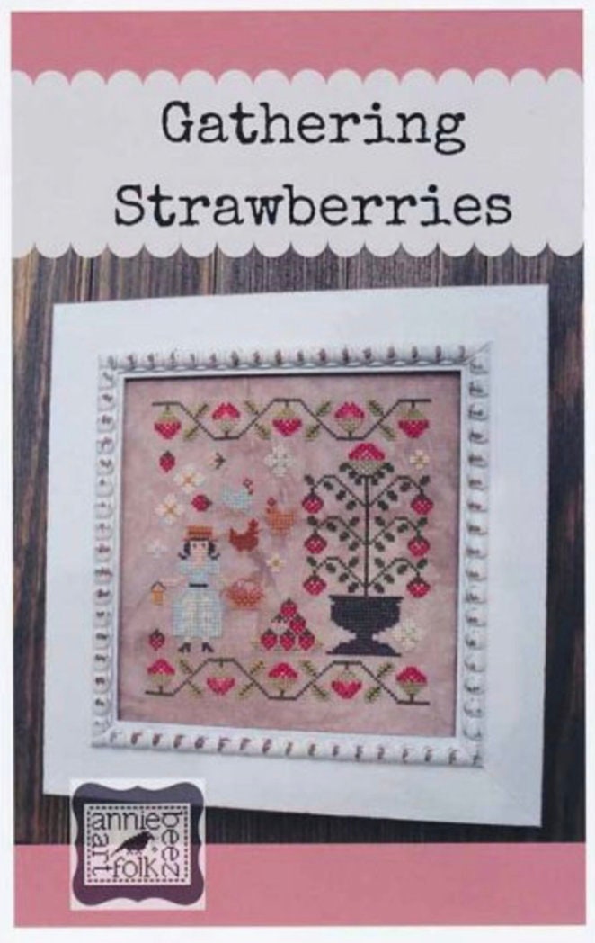 Gathering Strawberries Cross Stitch by Annie Beez Folk Art - Paper Pattern