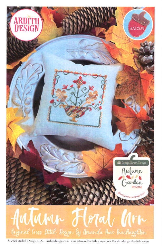 Autumn Floral Urn Cross Stitch by Ardith Design - PAPER Pattern