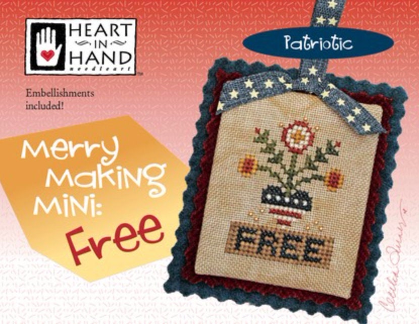 Merrymaking Mini: Free/Patriotic Cross Stitch by Heart in Hand - Paper Pattern