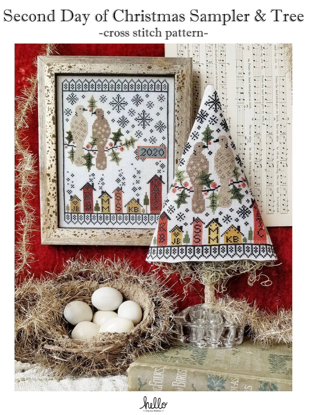 Second Day of Christmas Sampler &amp; Tree by Hello from Liz Mathews - Paper Pattern