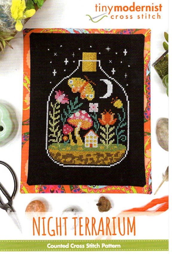 Night Terrarium Cross Stitch by Tiny Modernist - Paper Pattern