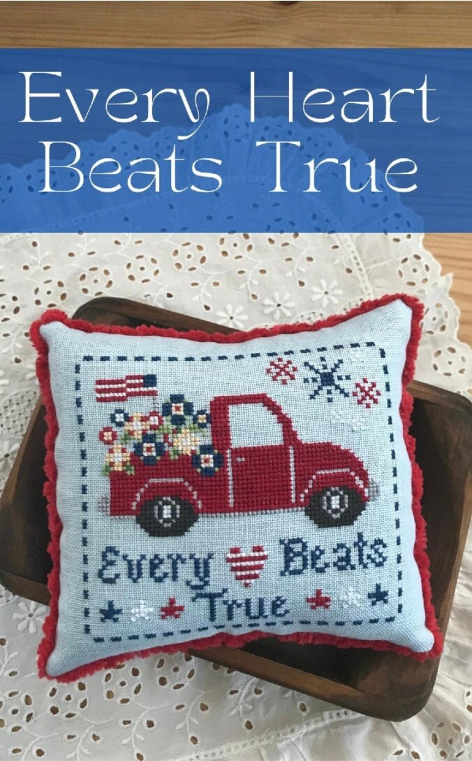 Every Heart Beats True Cross Stitch by Annie Beez Folk Art - Paper Pattern