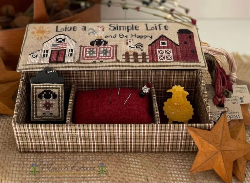 Live Simple Sewing Box Cross Stitch by Mani Di Donna - Paper Pattern