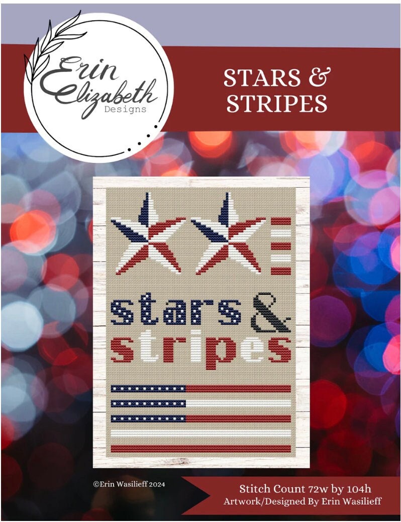 Stars &amp; Stripes Cross Stitch by Erin Elizabeth - Paper Pattern