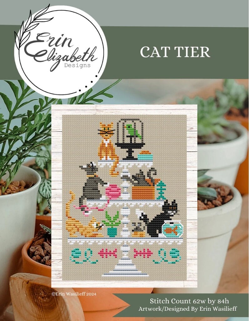 Cat Tier Cross Stitch by Erin Elizabeth - Paper Pattern