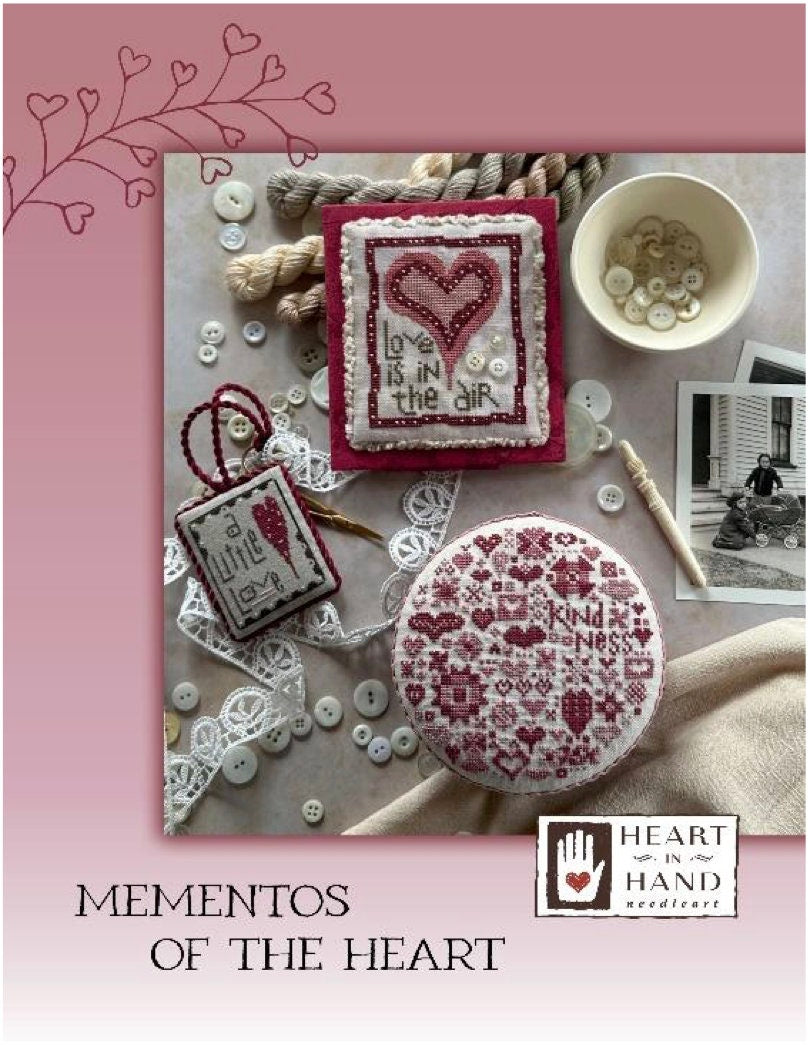 Mementos of The Heart 16 Page Cross Stitch Book by Heart in Hand - Paper Pattern