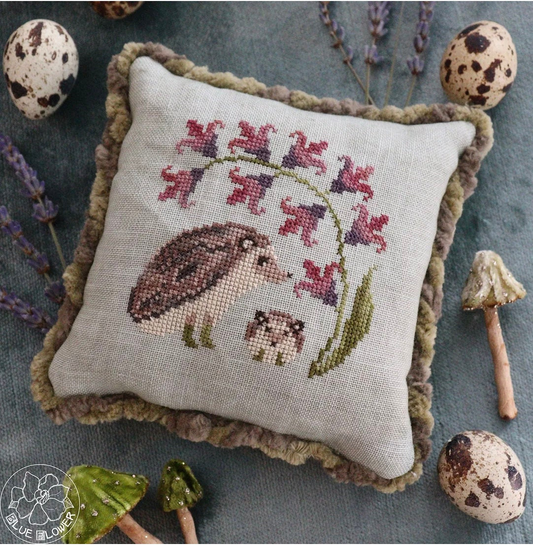 Hedgehog &amp; Hyacinth Cross Stitch by The Blue Flower - Paper Pattern