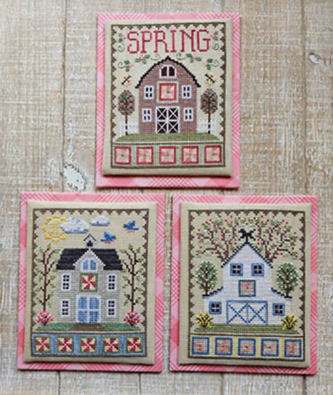 Spring Barn Trio Cross Stitch by Waxing Moon Designs - PAPER Pattern