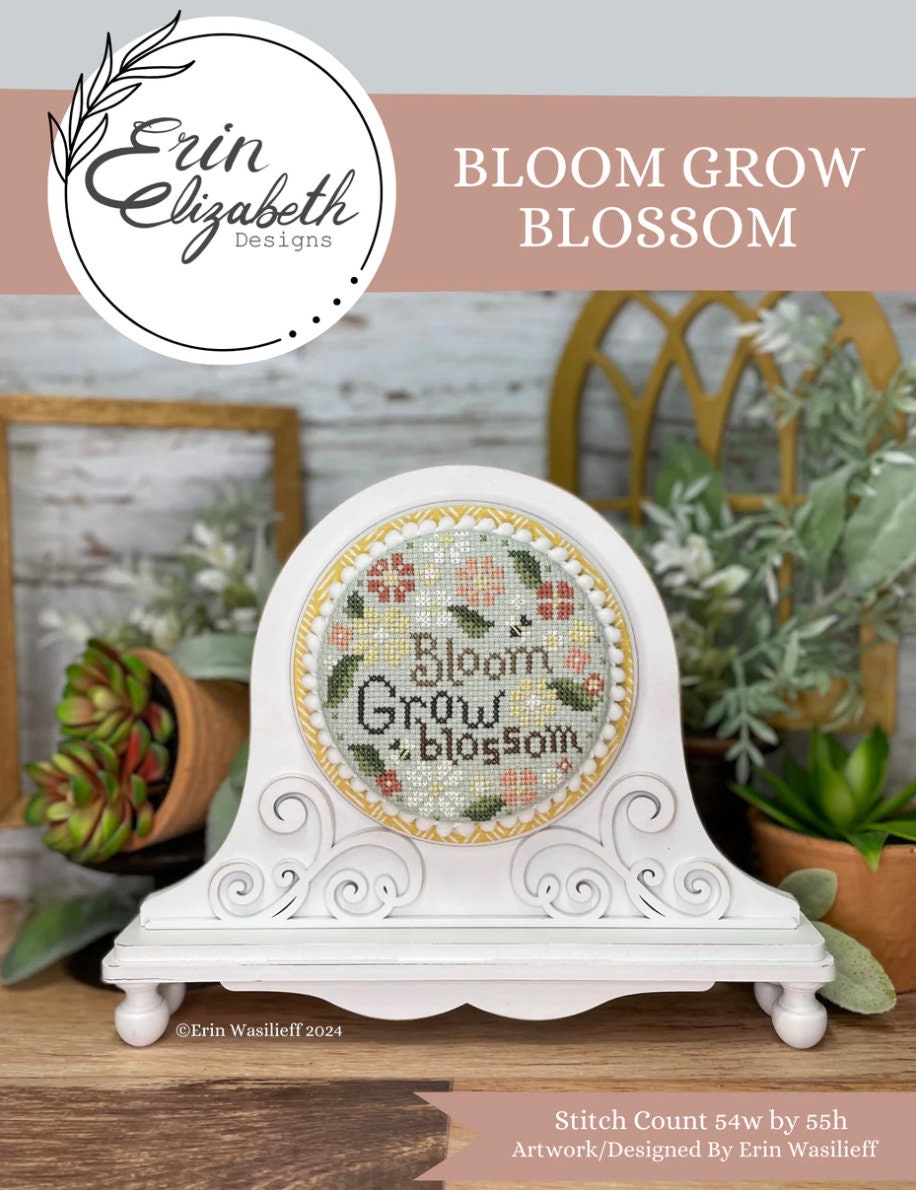 Bloom Grow Blossom Cross Stitch by Erin Elizabeth - Paper Pattern