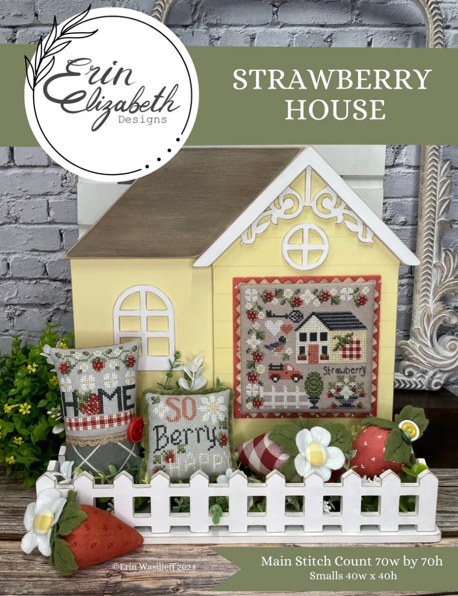 Strawberry House Cross Stitch by Erin Elizabeth - Paper Pattern