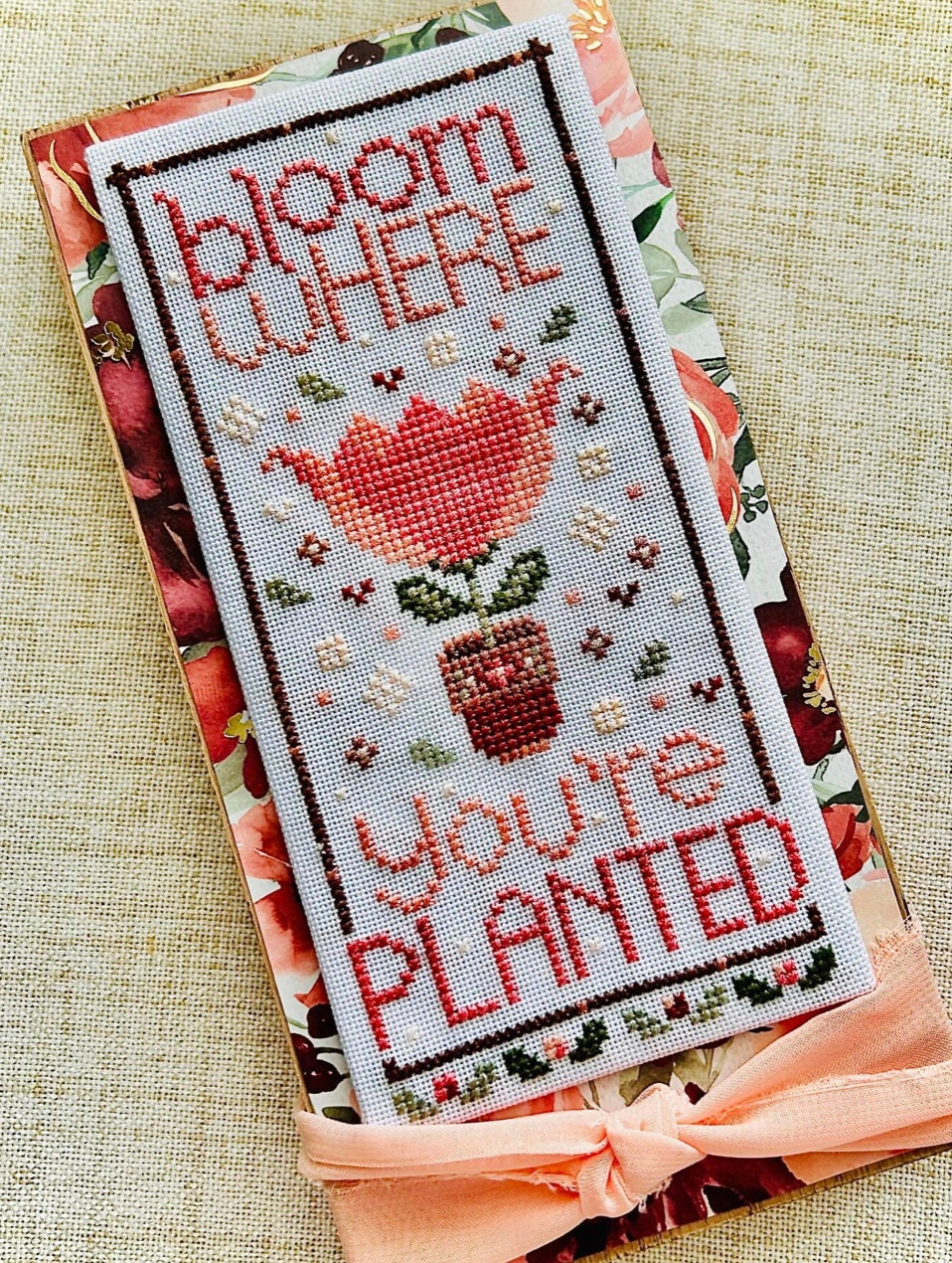 Bloom Where You&#39;re Planted Cross Stitch by Sweet Wing Studio - Paper Pattern