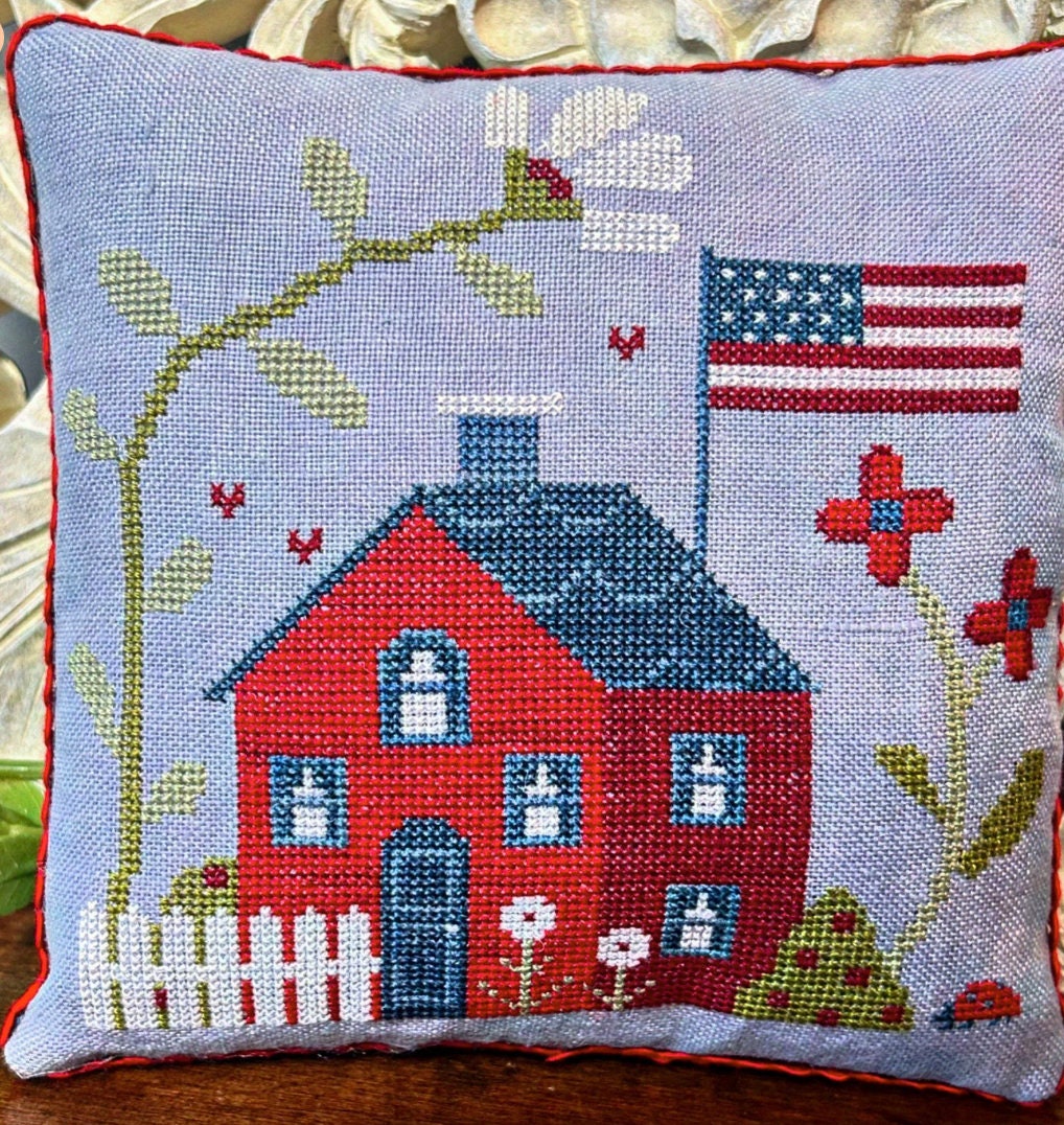 Patriotic House Cross Stitch by Emily Call Stitching - Paper Pattern