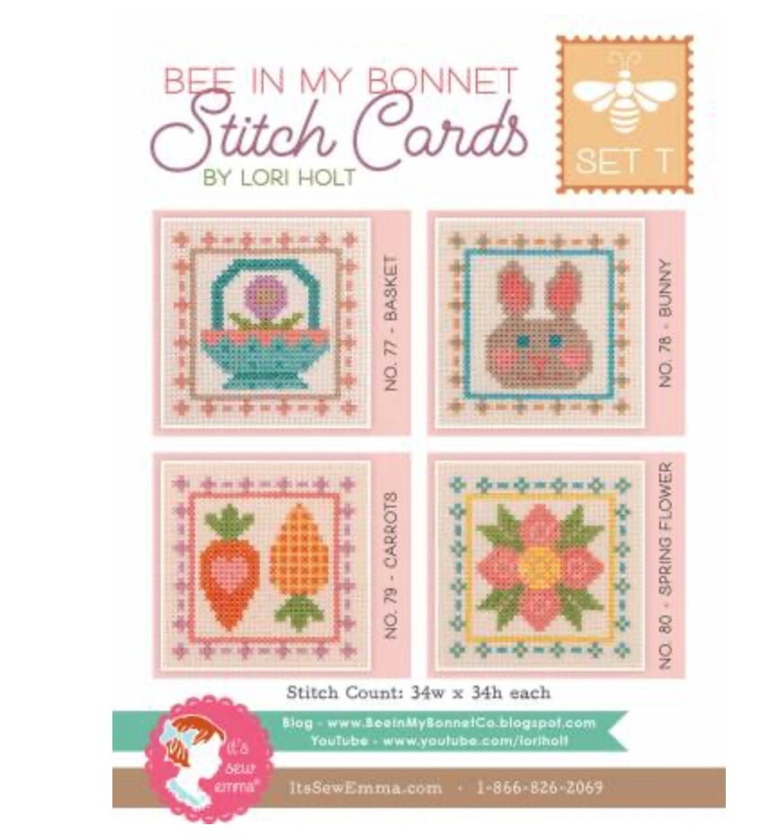 Bee in my Bonnet Stitch Cards Set T by Lori Holt - PAPER Pattern