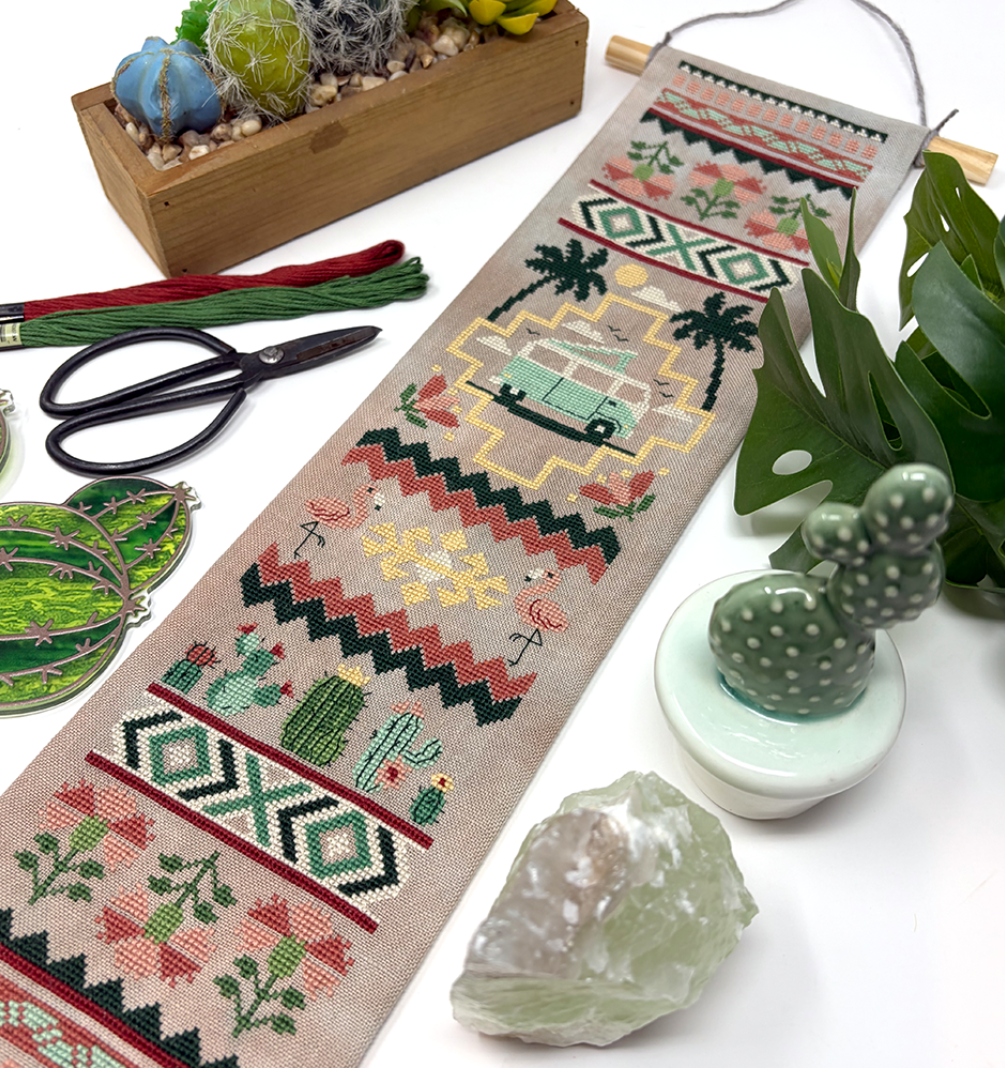 PRE-ORDER - Cactus & Caravan Bell Pull Cross Stitch by Tiny Modernist - Paper Pattern
