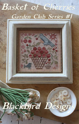 Garden Club Series: Basket Of Cherries Cross Stitch by Blackbird Designs - Paper Pattern