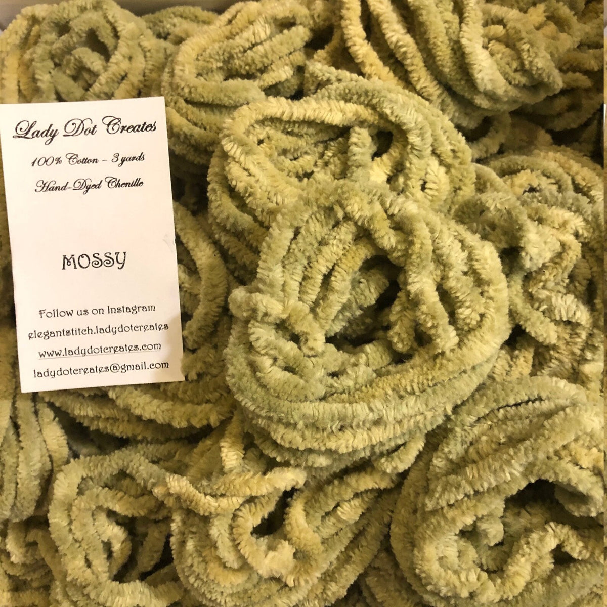 Chenille Trim - Mossy Hand-Dyed 100% Cotton  by Lady Dot Creates