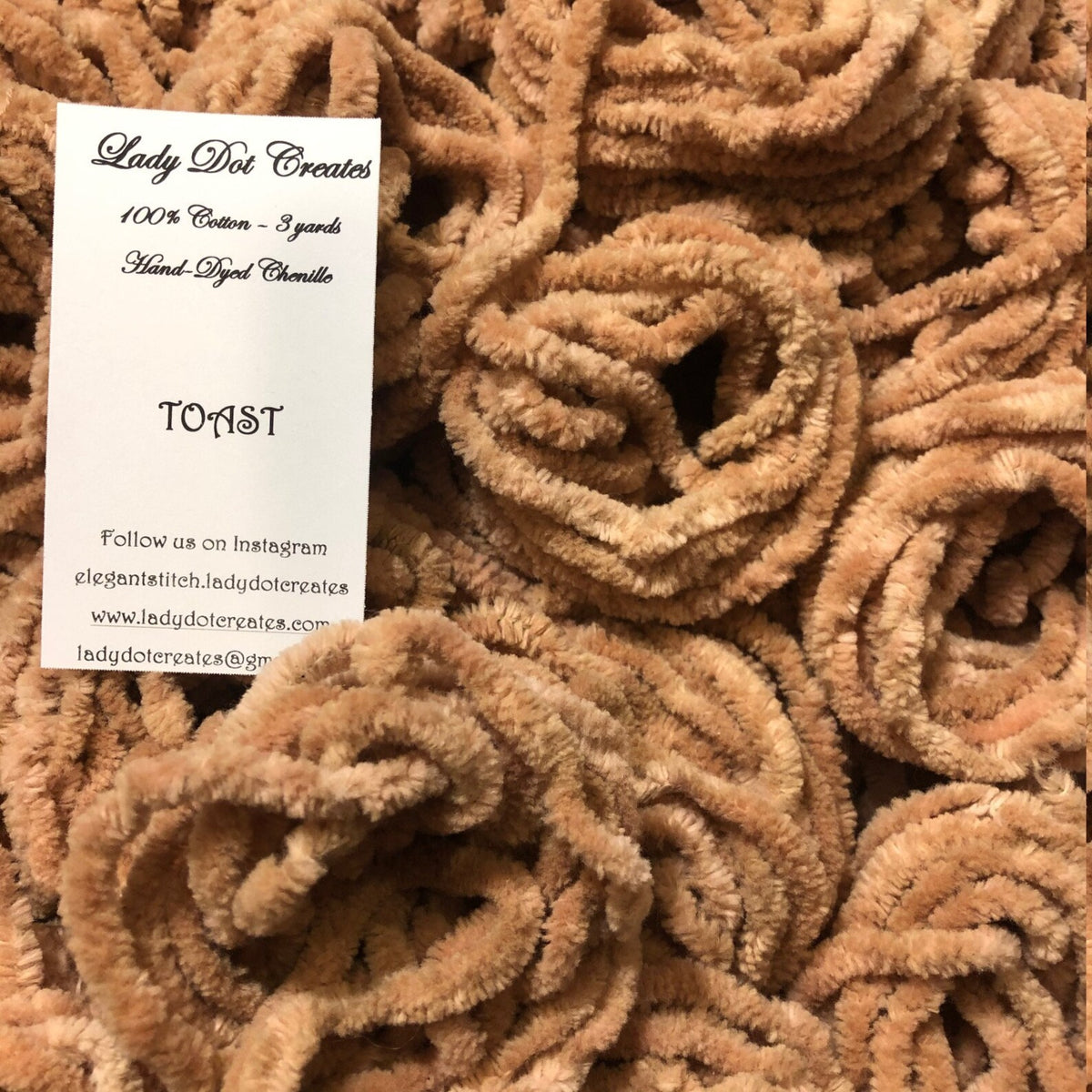 Chenille Trim - Toast Hand-Dyed 100% Cotton  by Lady Dot Creates