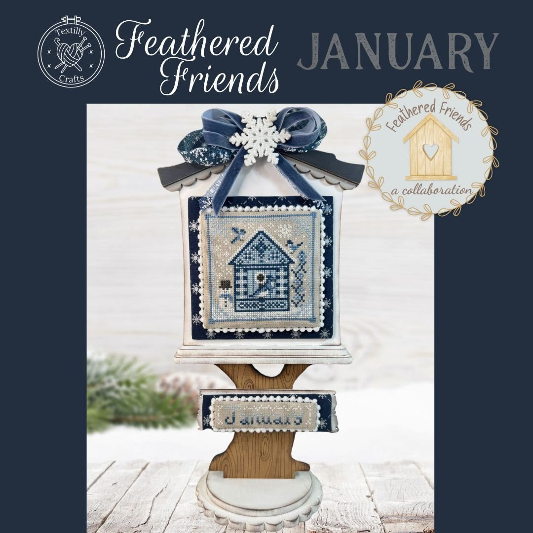 Pre-Order - Feathered Friends: January Cross Stitch by Textilly Crafts - Paper Pattern