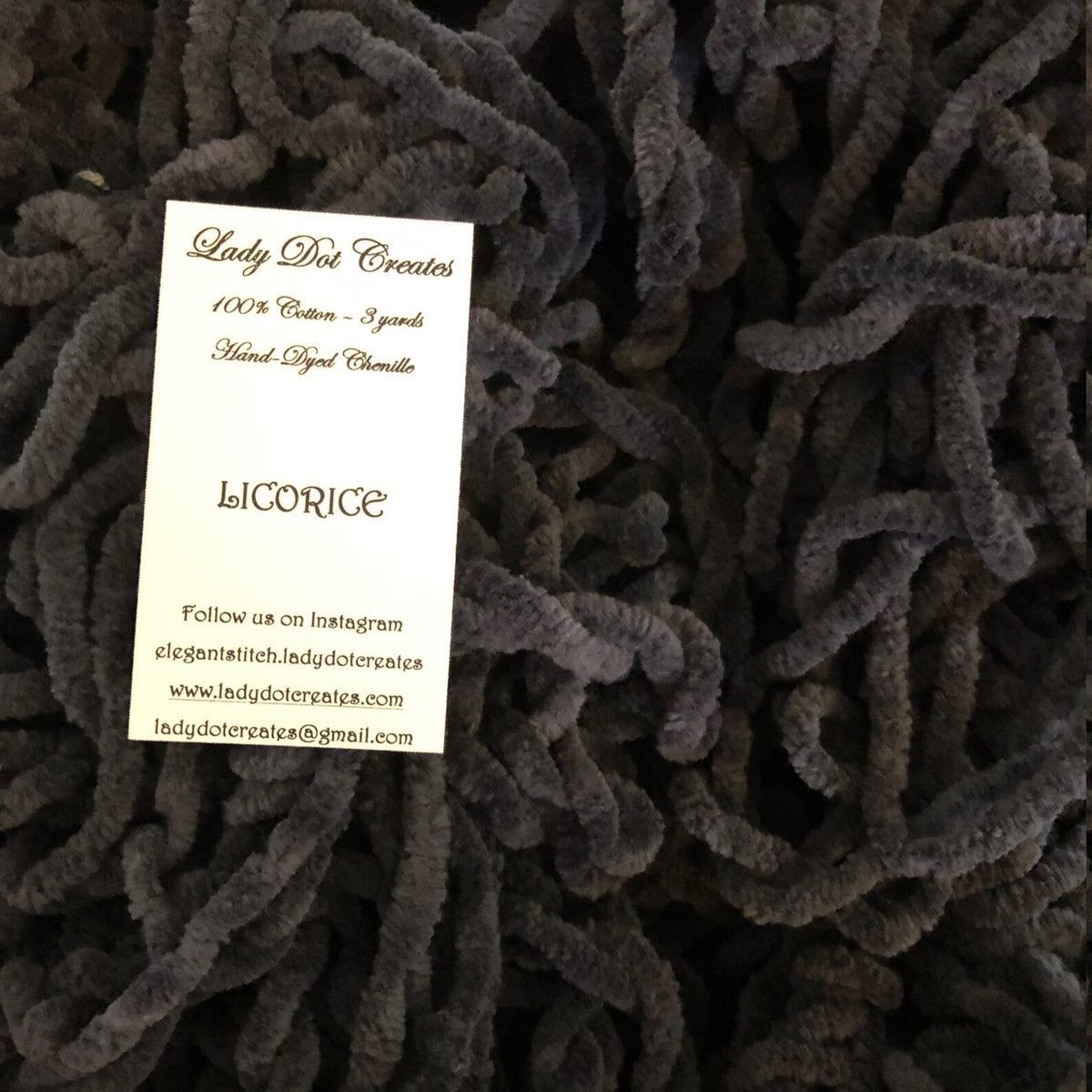 Chenille Trim - Licorice Hand-Dyed 100% Cotton  by Lady Dot Creates