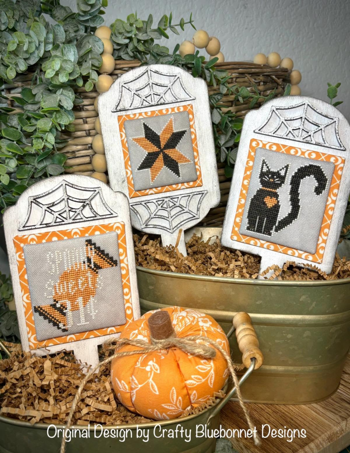 Halloween Stitchy Stakes Cross Stitch by Crafty Bluebonnet Designs - Paper Pattern