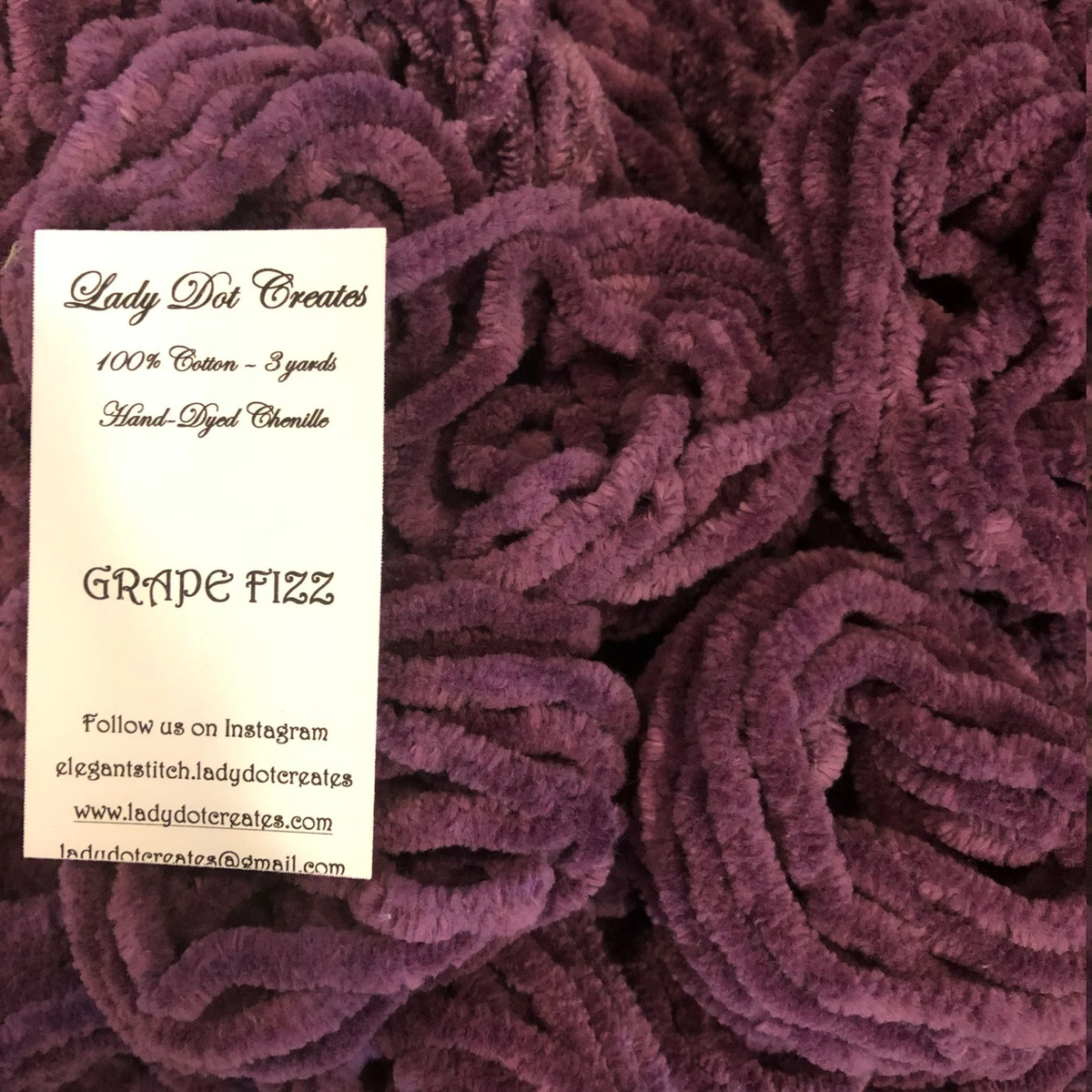 Chenille Trim - Grape Fizz Hand-Dyed 100% Cotton  by Lady Dot Creates