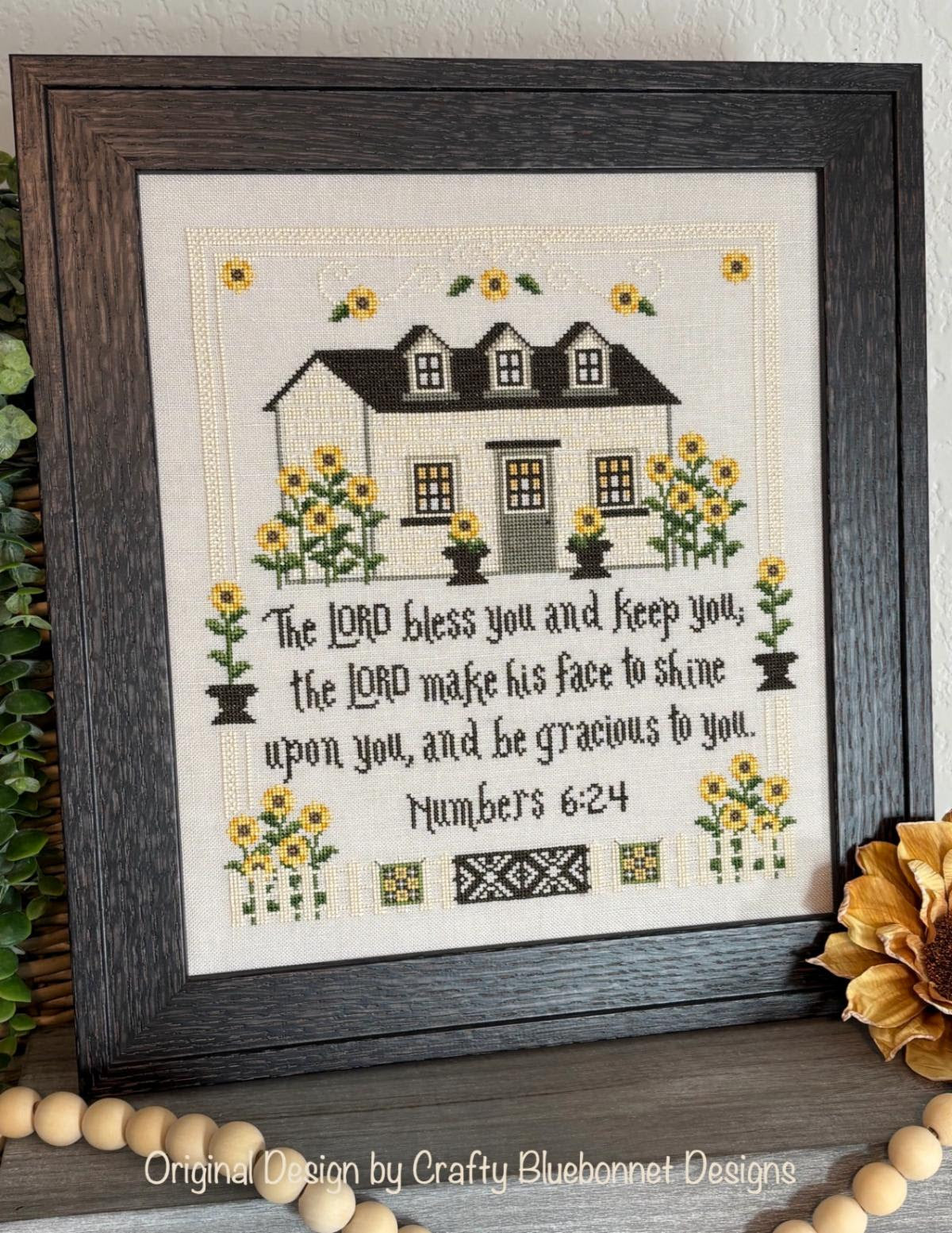 Sunflower Blessing Cross Stitch by Crafty Bluebonnet - Paper Pattern
