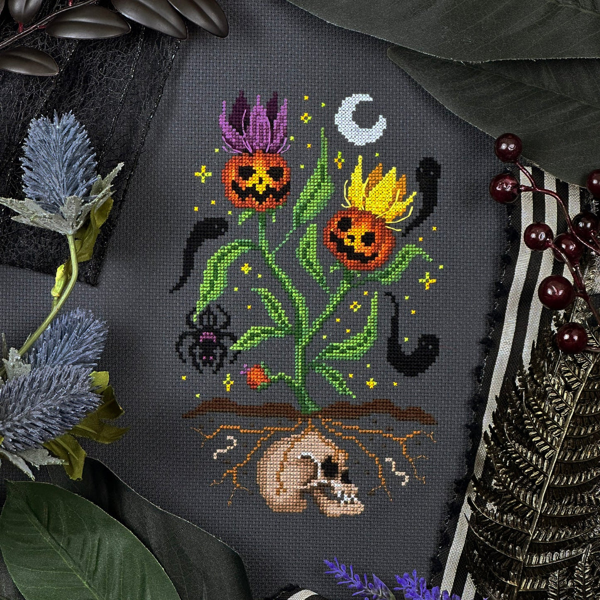 Spooky Blooms Cross Stitch by The Stitch Crypt - Paper Pattern