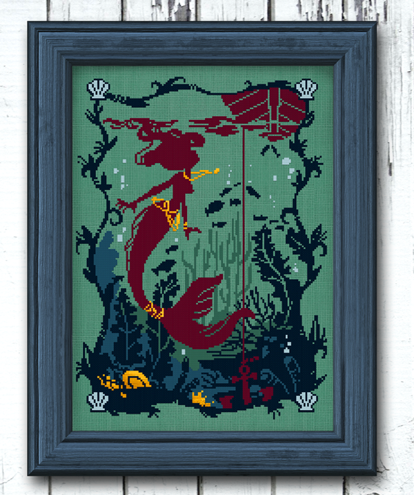 Curious Mermaid Cross Stitch by Autumn Lane Stitchery - Paper Pattern