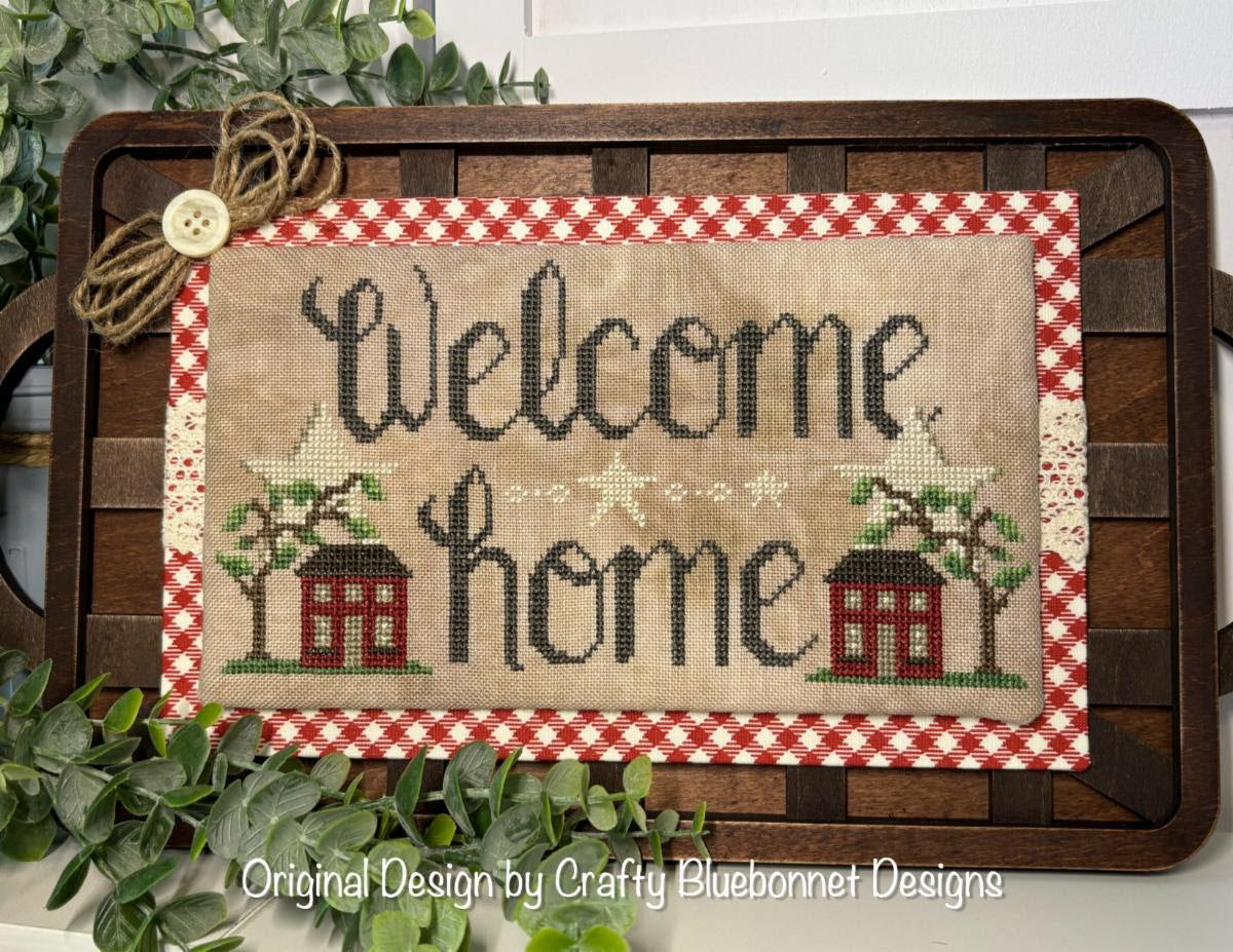 Pre-Order - Twin House Welcome Cross Stitch by Crafty Bluebonnet Designs - Paper Pattern