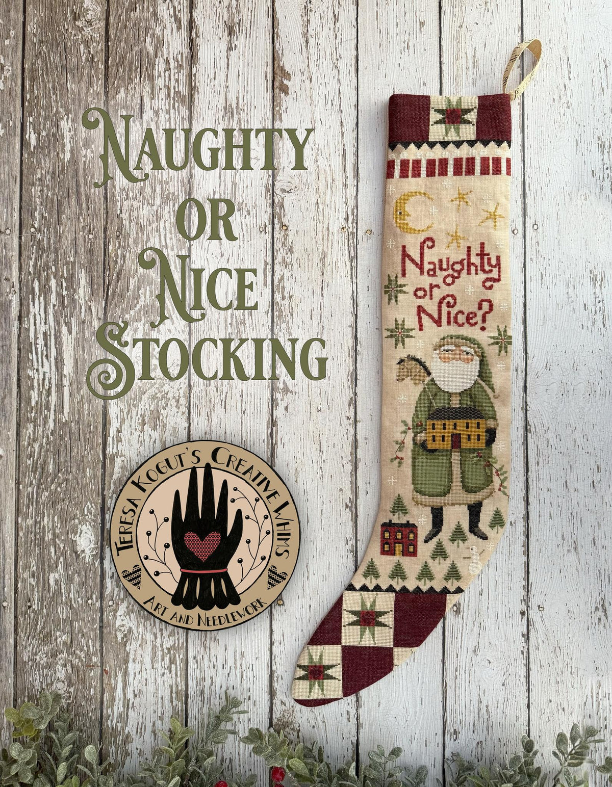 Pre-Order - Naughty or Nice Stocking Cross Stitch by Teresa Kogut - Paper Pattern