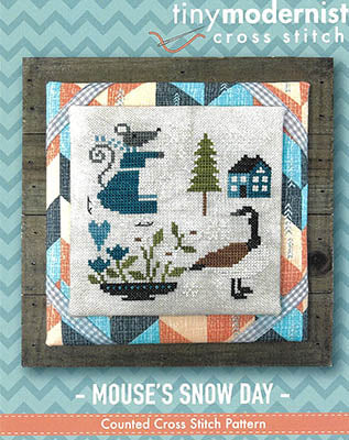 Mouse&#39;s Snow Day Cross Stitch by Tiny Modernist - Paper Pattern