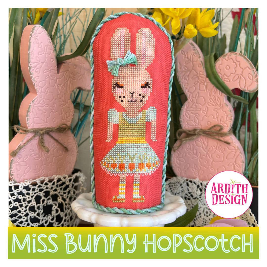 Pre-Order - Miss Bunny Hopscotch Cross Stitch by Ardith Design - Paper Pattern