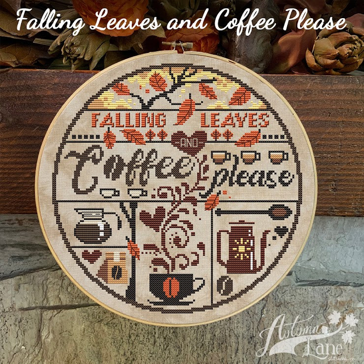 Falling Leaves and Coffee Please by Autumn Lane Stitchery - Paper Pattern