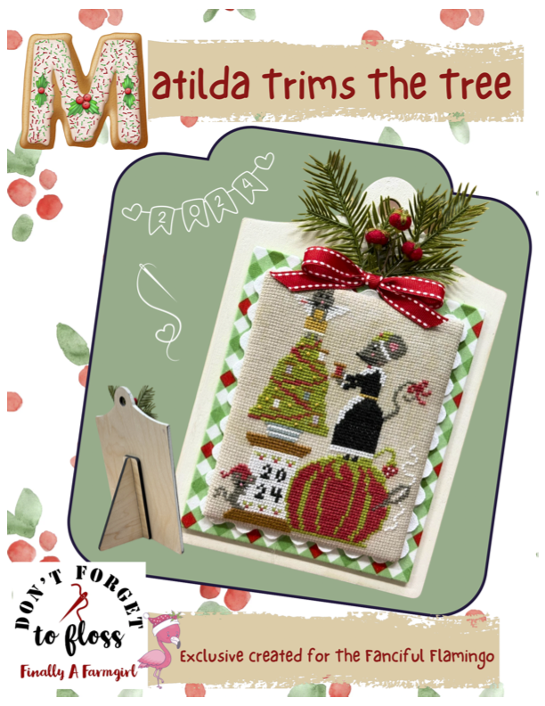 Pre-Order - Matilda Trims the Tree Cross Stitch by Finally A Farmgirl - Paper Pattern