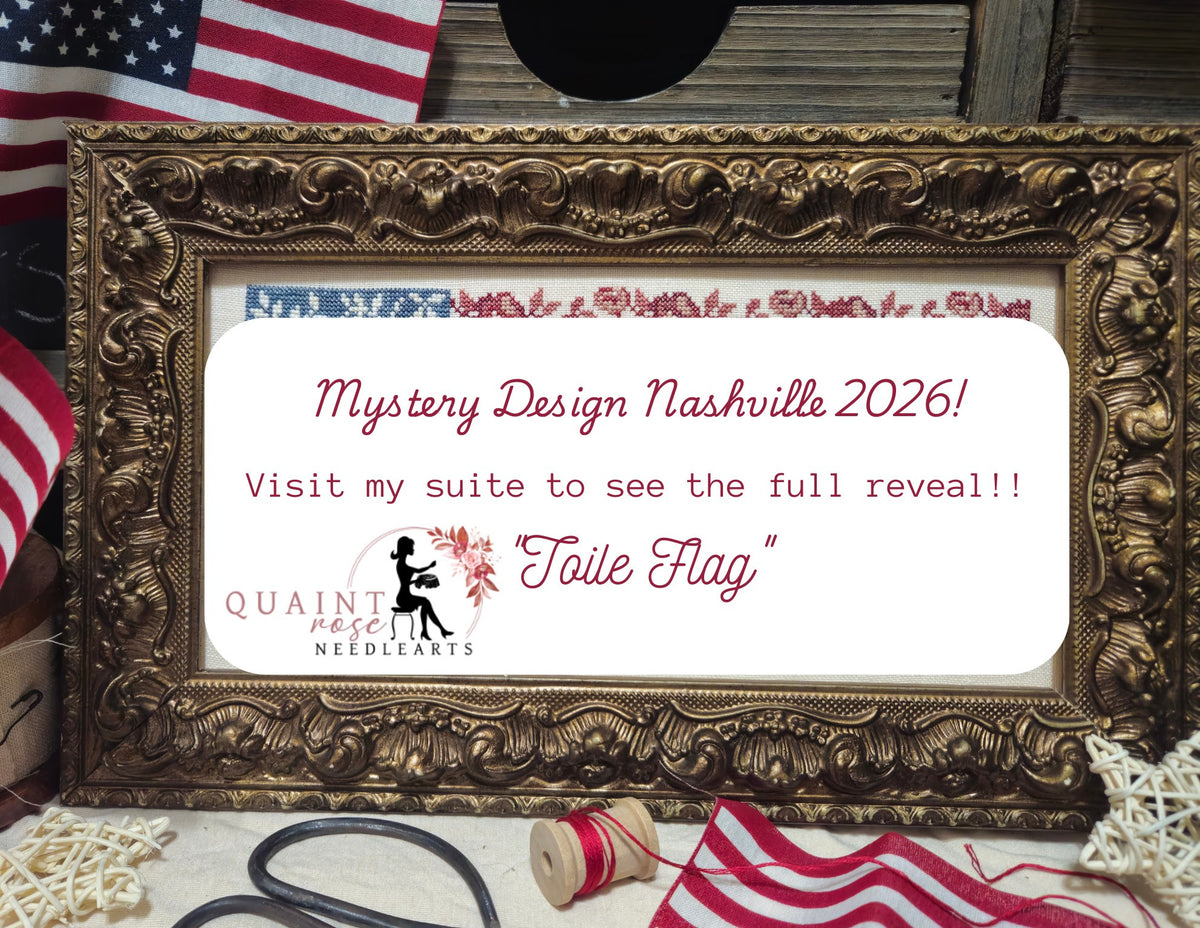 PRE-ORDER - Mystery Design: Toile Flag Cross Stitch by Quaint Rose Needlearts - Paper Pattern