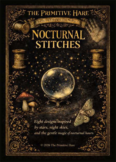 Nocturnal Stitches Cross Stitch Book by The Primitive Hare - Paper Pattern