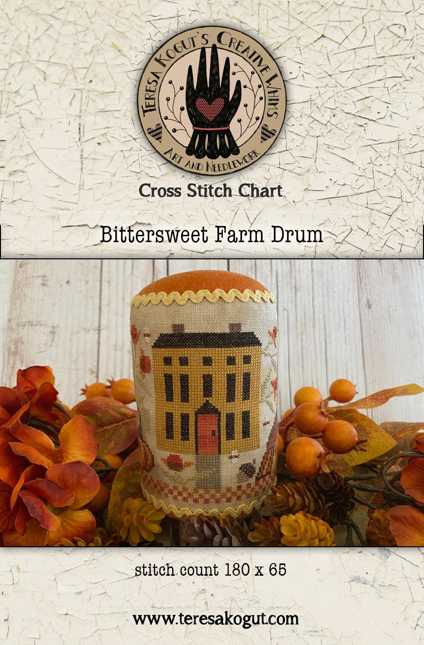 Bittersweet Farm Drum Cross Stitch by Teresa Kogut - Paper Pattern