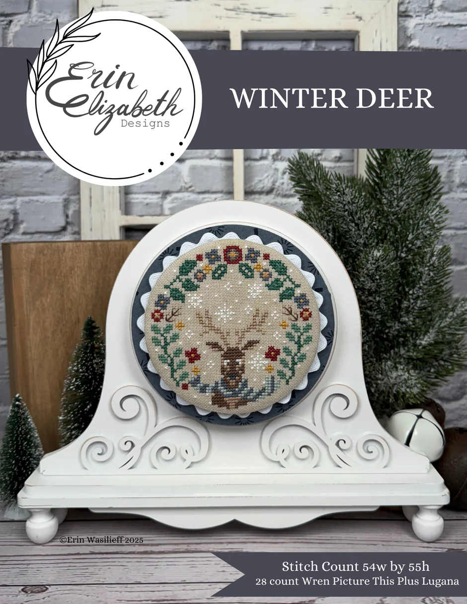 Pre-Order - Winter Deer Cross Stitch by Erin Elizabeth - Paper Pattern