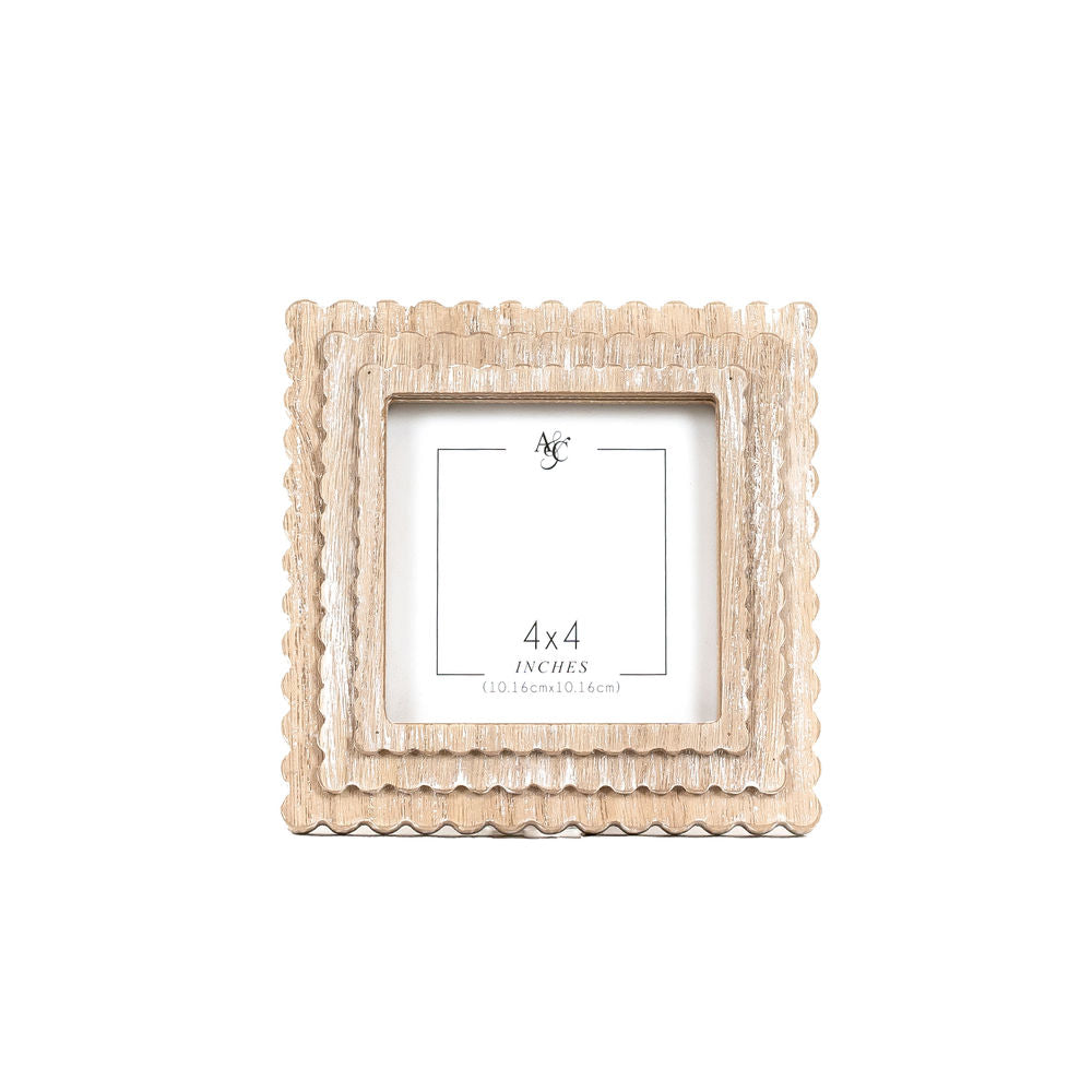 Scallop Frame Natural | Scalloped Frames Collection | 6x6x1 photo frame (4x4)     11848