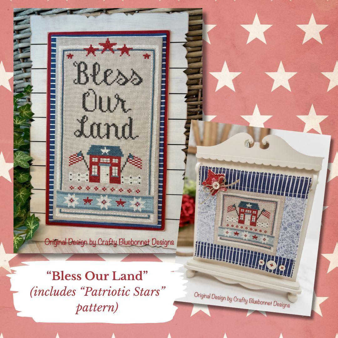 Bless Our Land Cross Stitch by Crafty Bluebonnet - Paper Pattern