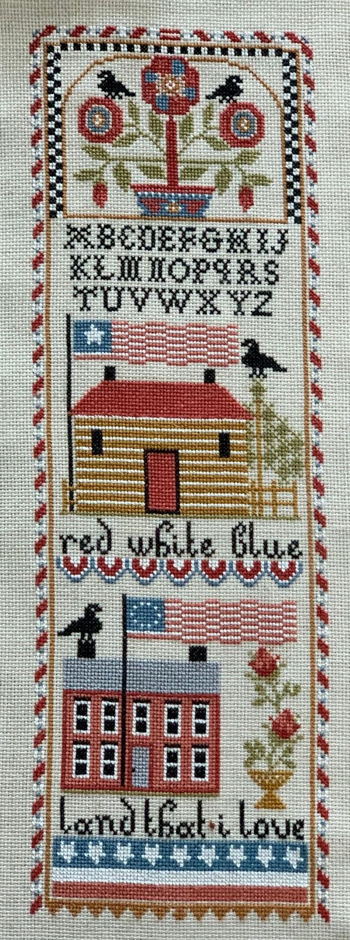 PRE-ORDER - Patriotic Band Sampler Cross Stitch by Twin Peak Primitives - Paper Pattern