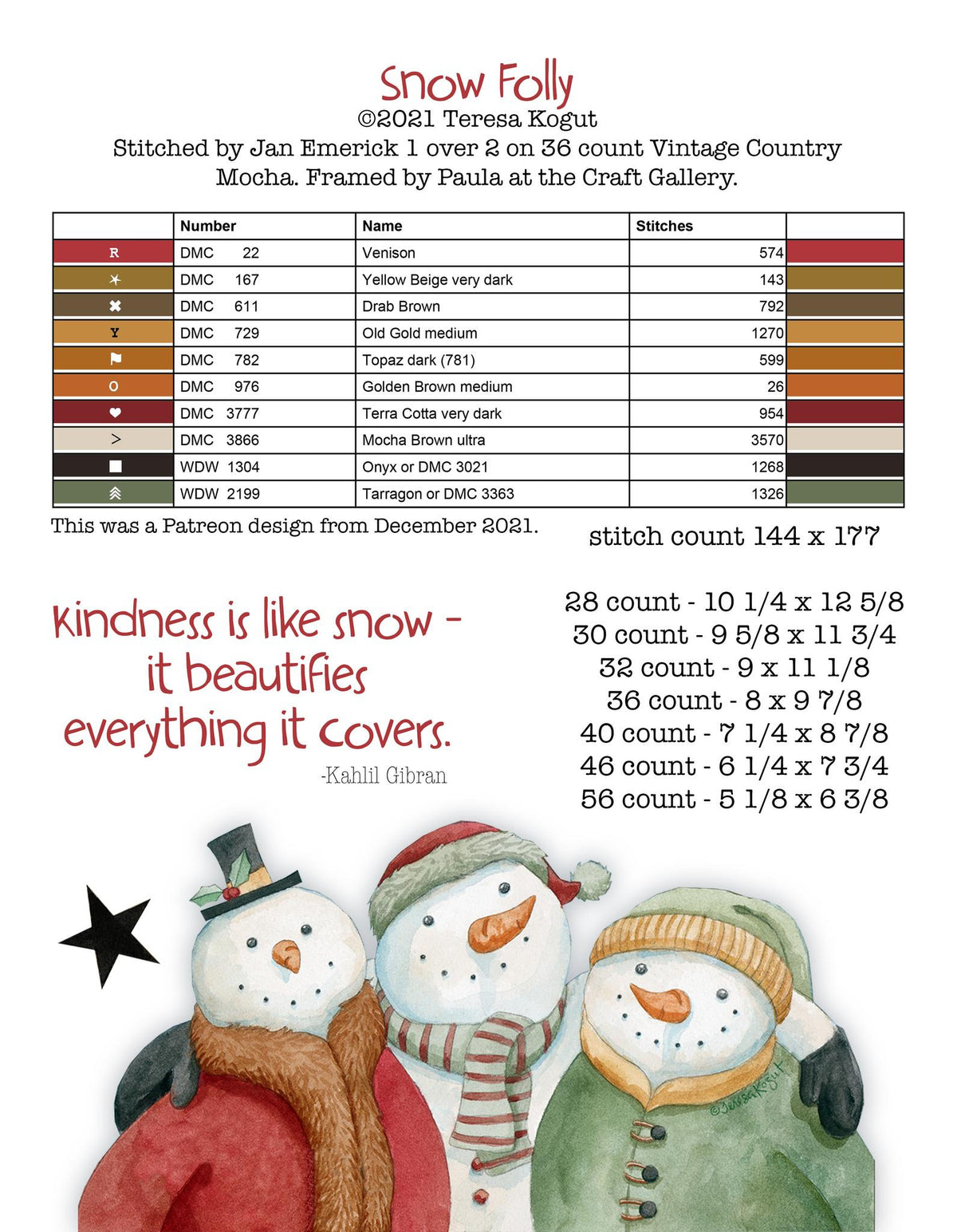 Hello Winter Booklet Cross Stitch by Teresa Kogut - Paper Pattern