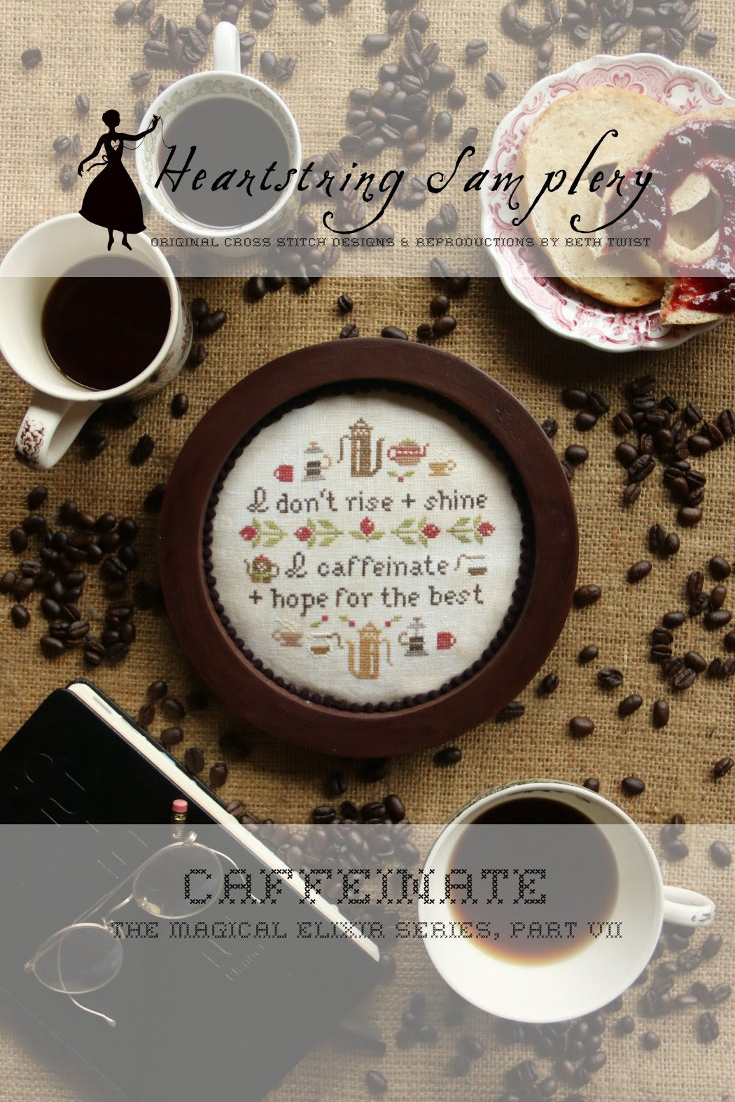 PRE-ORDER - Caffeinate Cross Stitch by Heartstring Samplery - Paper Pattern