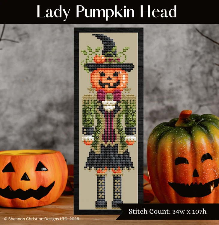 Lady Pumpkin Head Cross Stitch by Shannon Christine - Paper Pattern