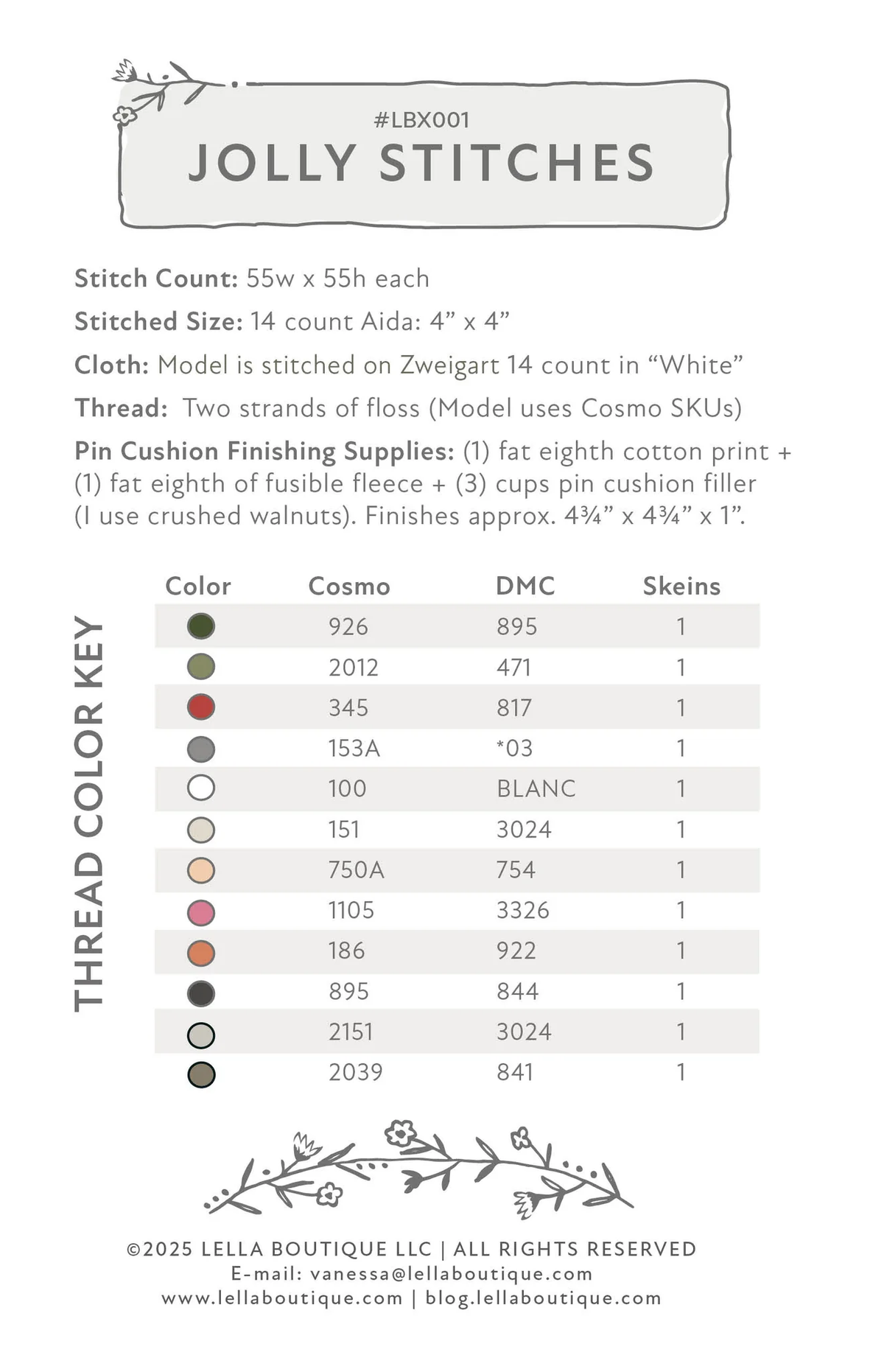 Jolly Stitches Cross Stitch Pattern by Lella Boutique - Paper Pattern