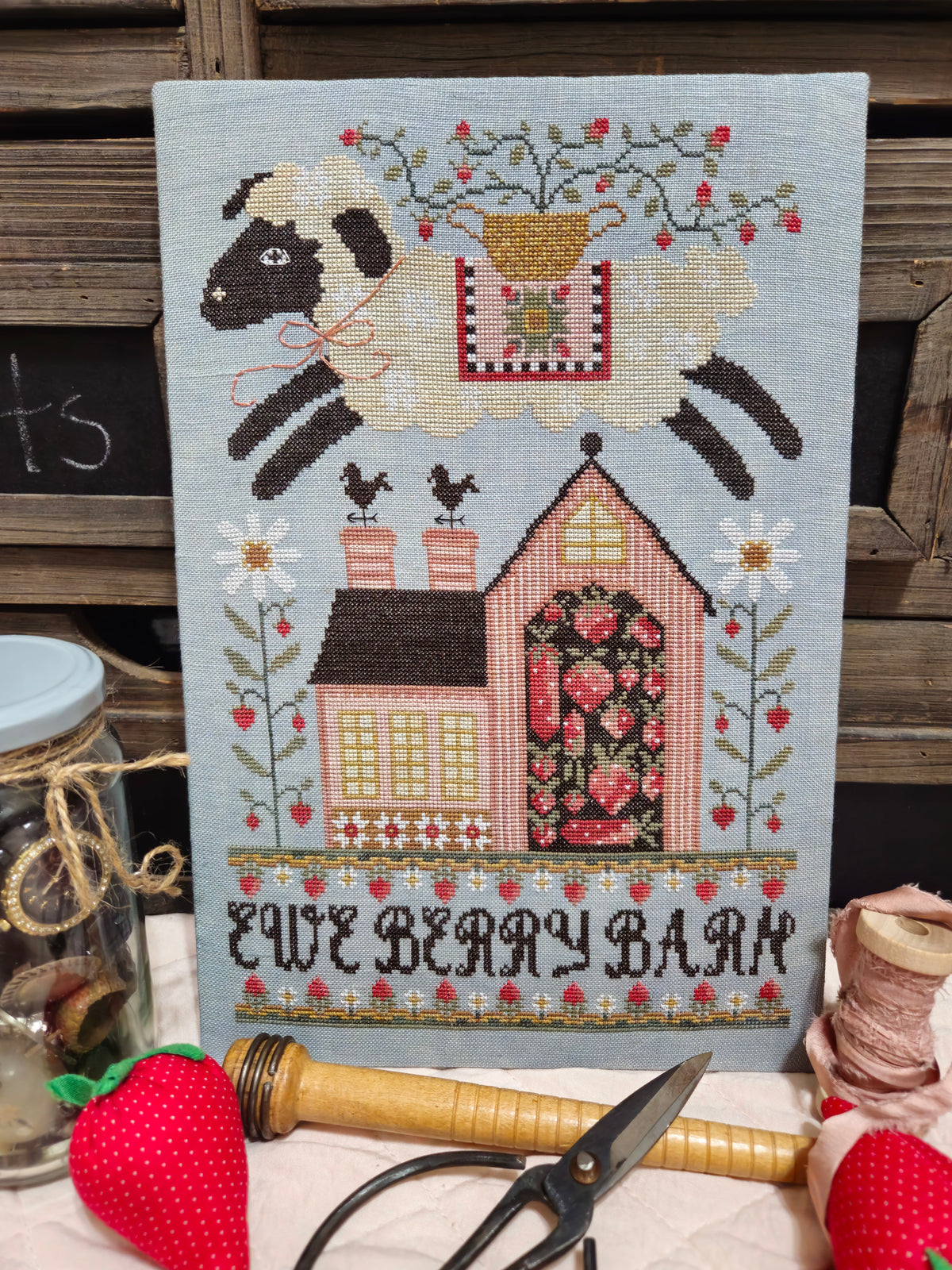PRE-ORDER - Ewe Berry Barn Cross Stitch by Quaint Rose Needlearts - Paper Pattern