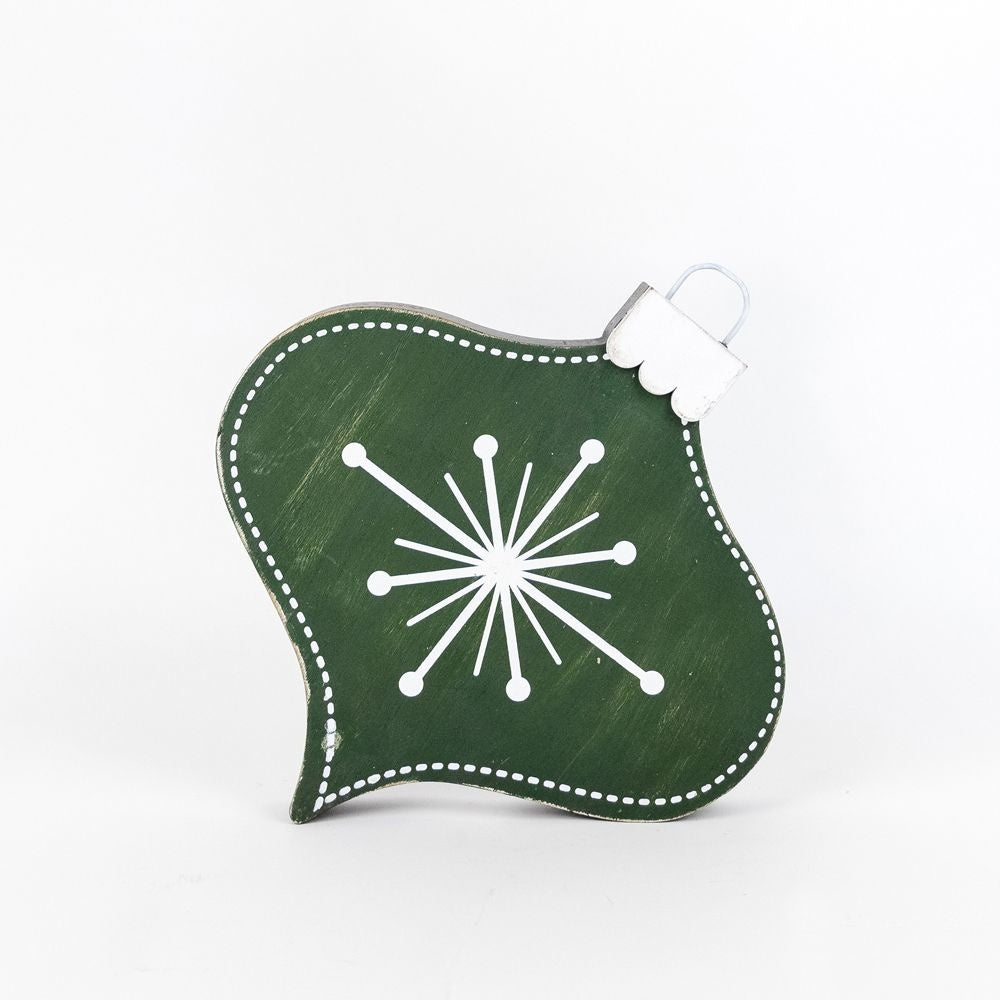 Teardrop Ornament | Mid Century Christmas Collection | 8x8x1.5 rvsbl wd shp (green, black, white) | 75422