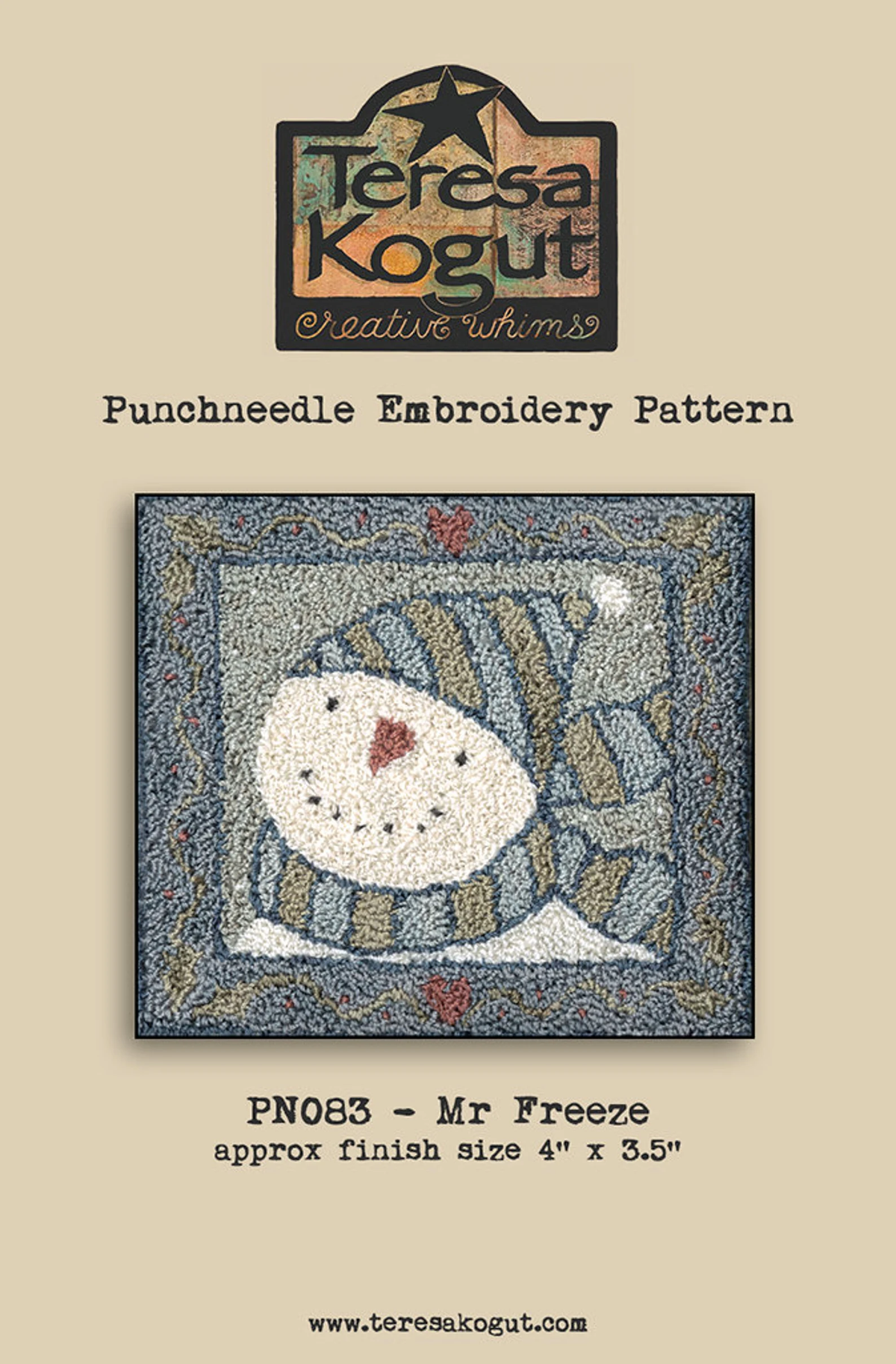 Mr. Freeze Punchneedle Embroidery by Teresa Kogut - Paper Pattern